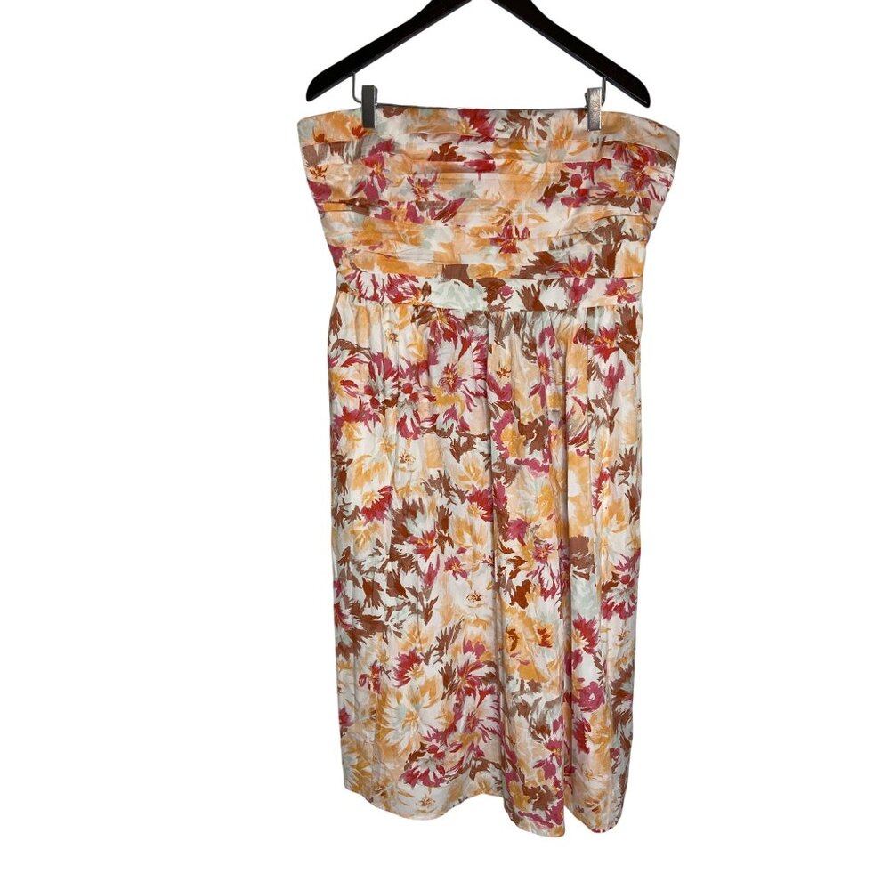 NWT Abercrombie & Fitch Floral Print Poplin Strapless Midi Dress-sz XL - Picture 3 of 10